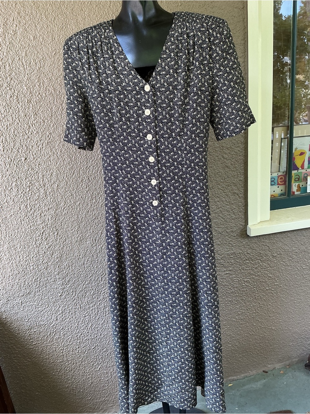 Vintage E.D. michaels by Melanie Drucker short sleeved floral print midi dress